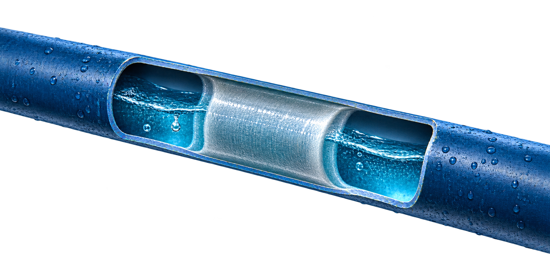 Piscina pierde agua cuando funciona la depuradora: reparar desde dentro de la tubería Ilustración de piscina pierde agua cuando funciona la depuradora: reparación interior de tubería sin abrir